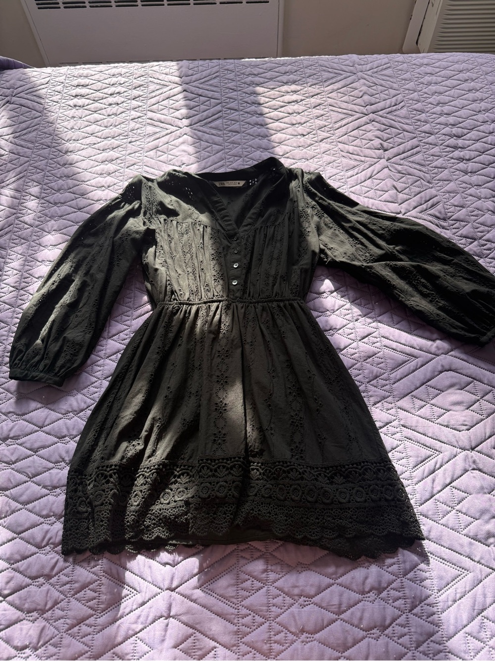 Zara Black Eyelet Lace Mini Dress